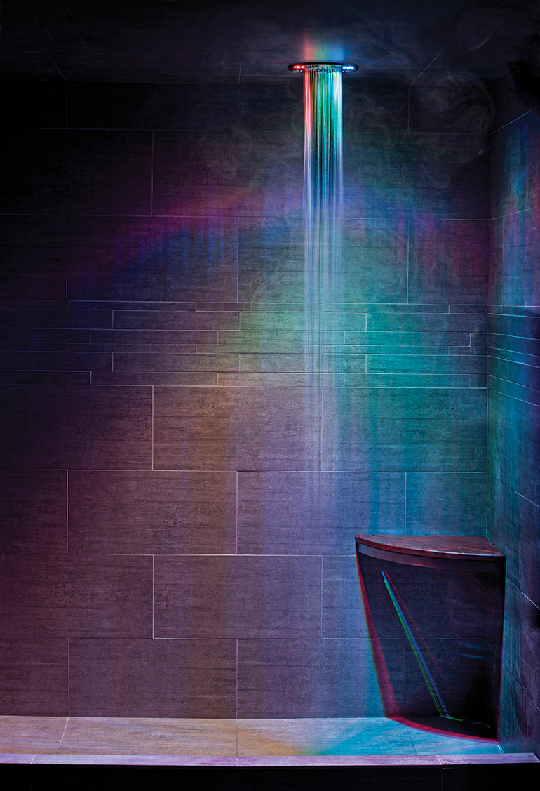 Thermasol's Serenity Light, Sound, Rainhead Provides Therapeutic Shower